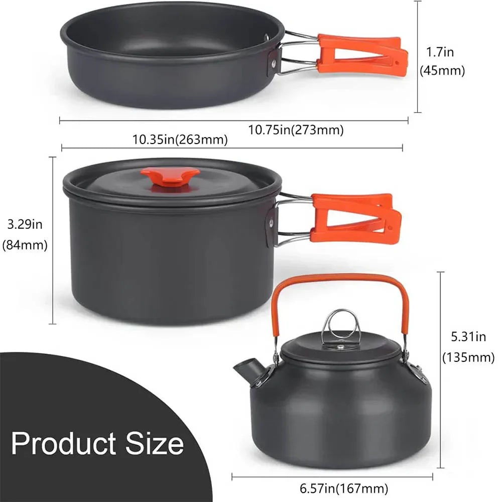 Outdoor Camping Cookware Set Orange-1