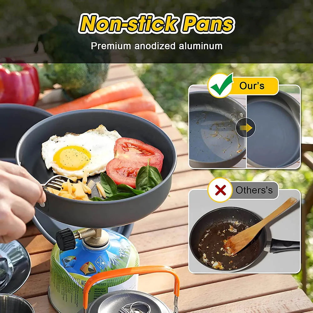 Outdoor Camping Cookware Set Orange-2