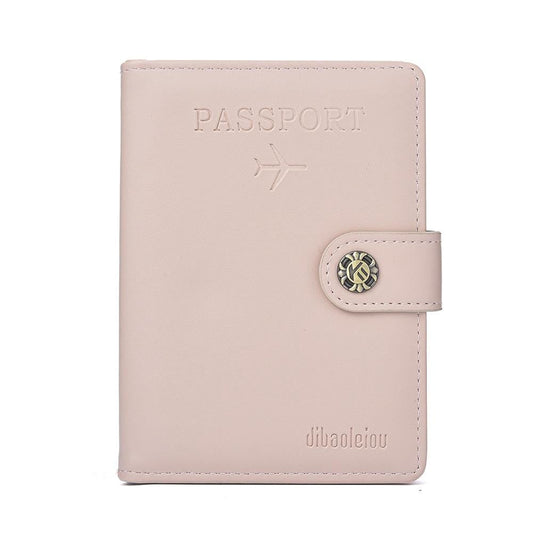 NNEDSZ Multi Functional Passport Case With Buckle Dibaoleiou Pu Leather - Pink-0